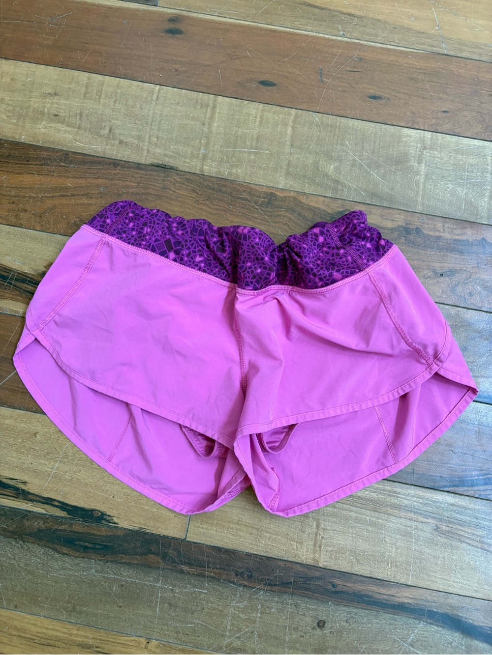 lululemon athletica Pink Athletic Layered Shorts with Purple Waistband